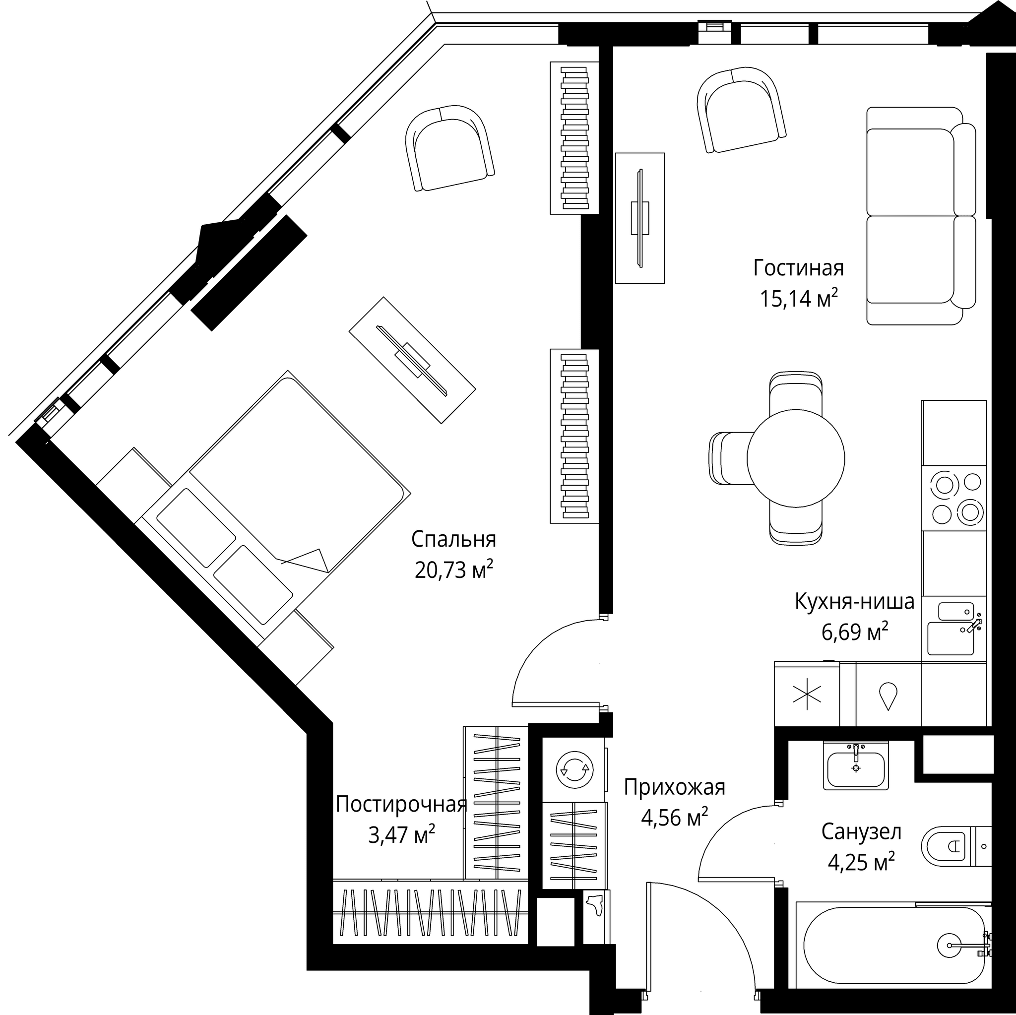 1-комн. Квартира 54.84 м², Москва, 3-й Силикатный проезд
