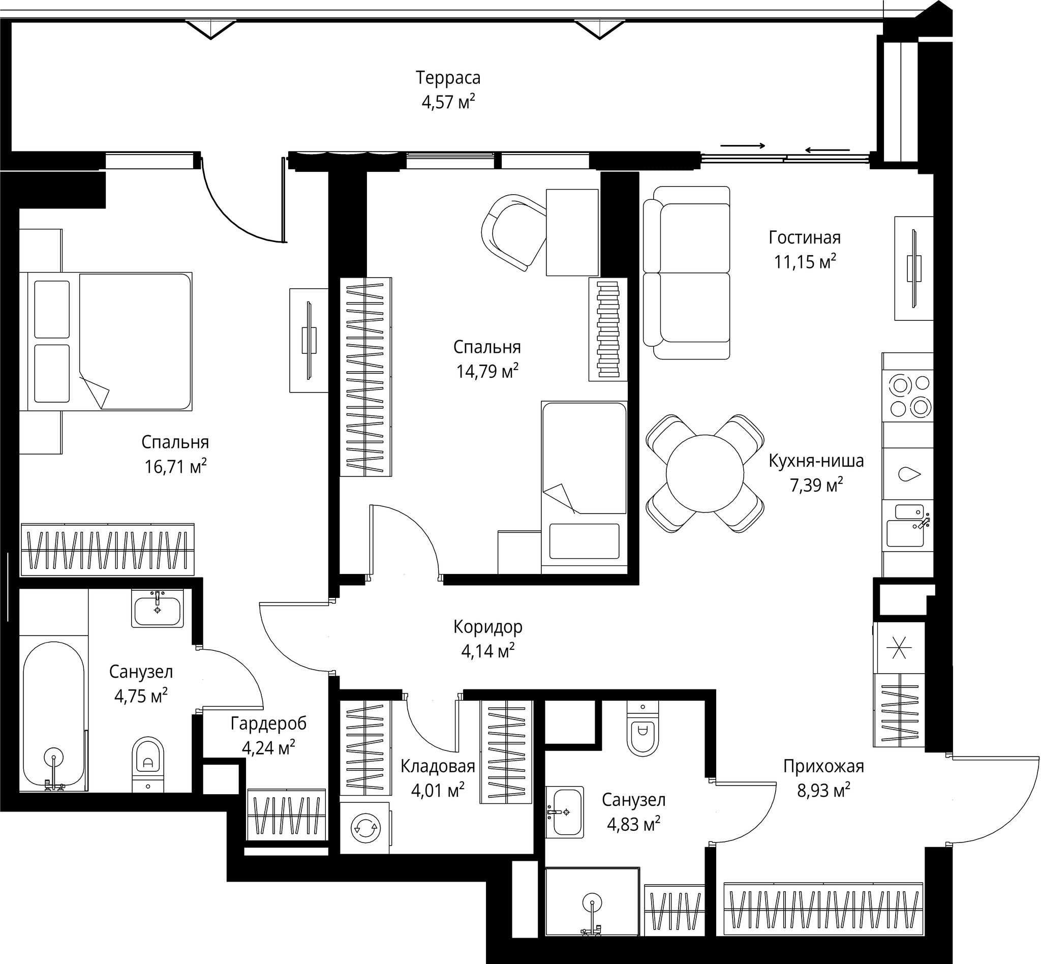 2-комн. Квартира 85.51 м², Москва, 3-й Силикатный проезд