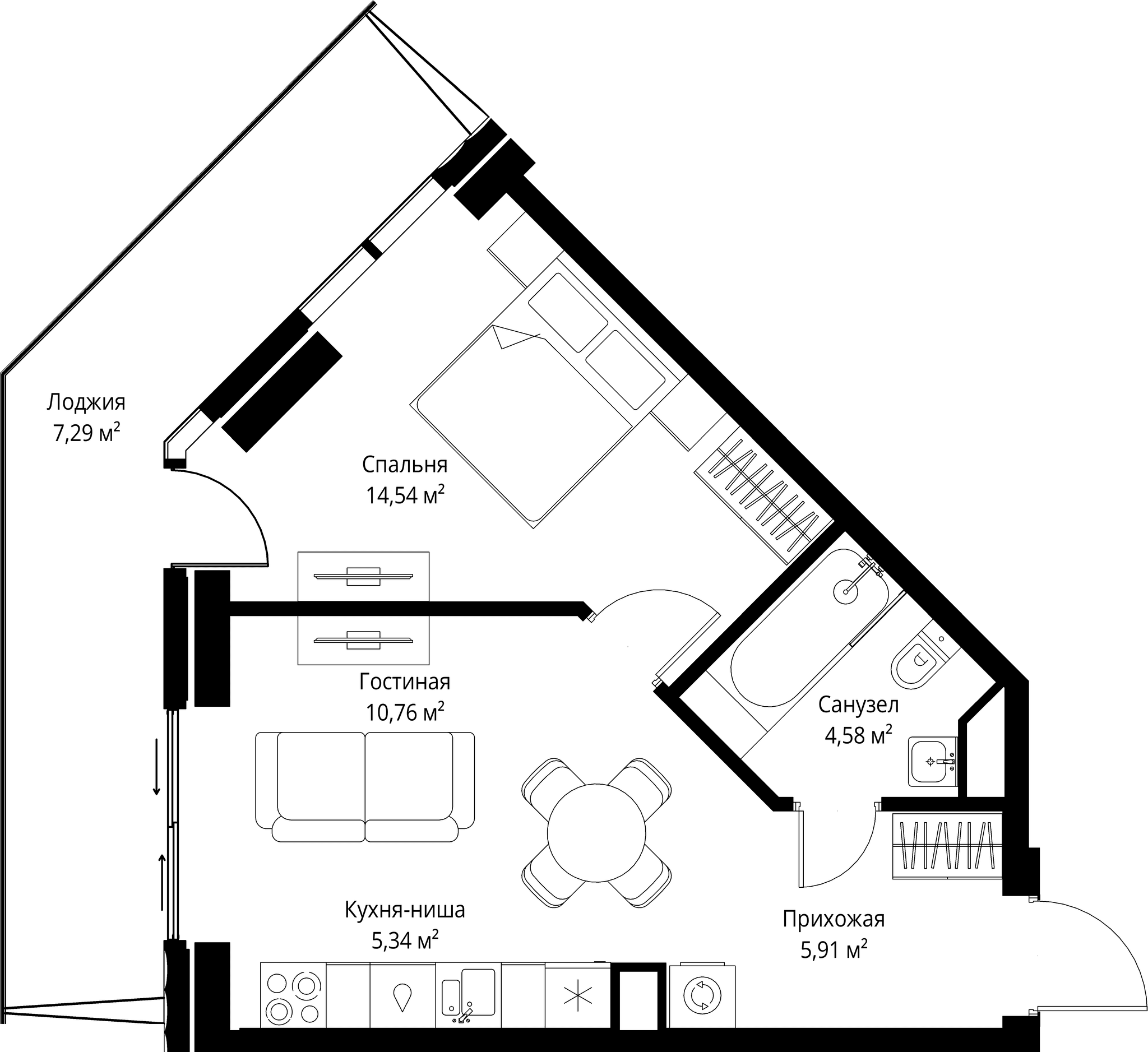 1-комн. Квартира 48.42 м², Москва, 3-й Силикатный проезд