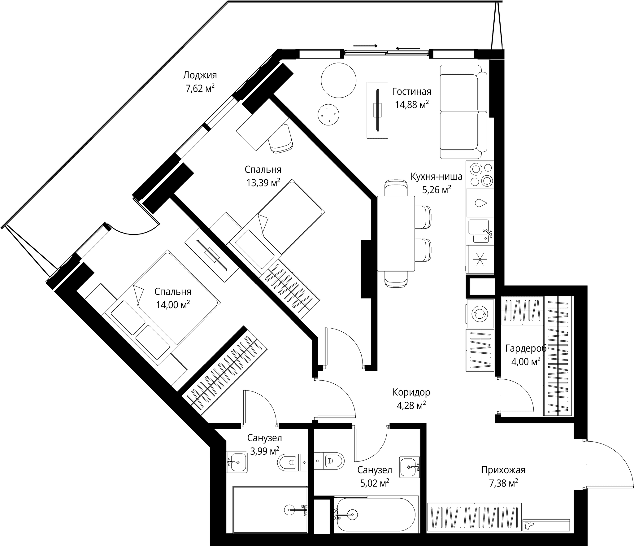 2-комн. Квартира 79.82 м², Москва, 3-й Силикатный проезд