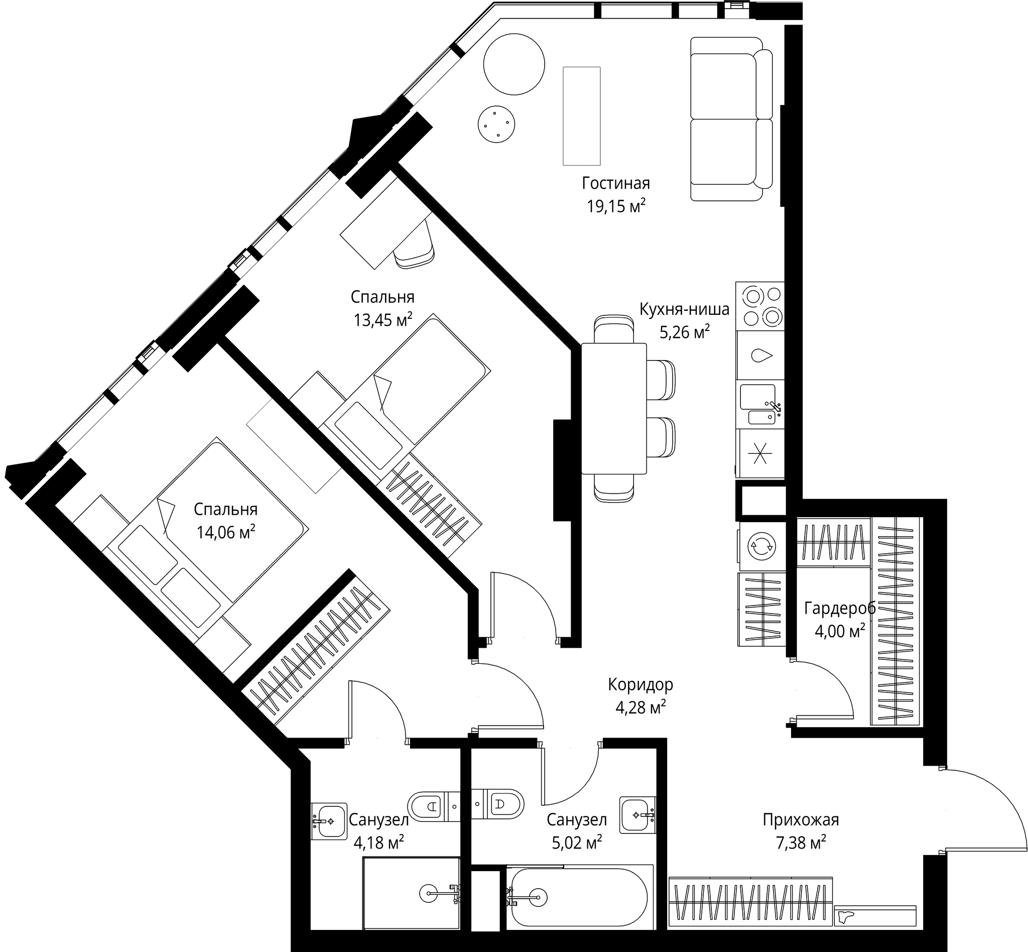 2-комн. Квартира 76.78 м², Москва, 3-й Силикатный проезд