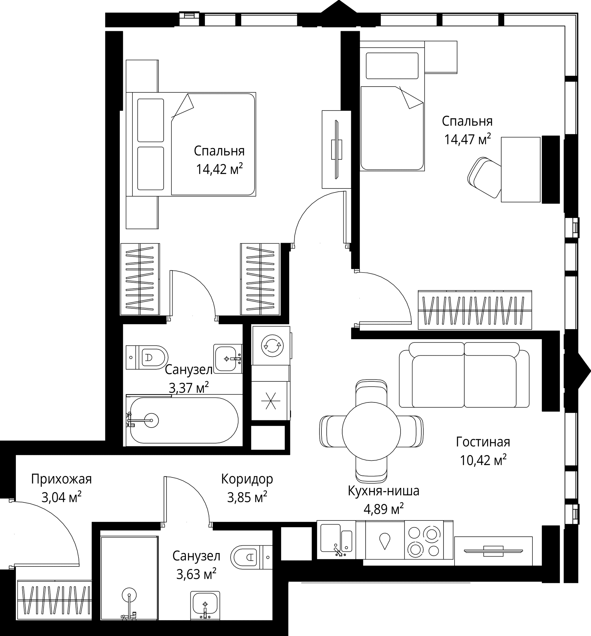 2-комн. Квартира 58.09 м², Москва, 3-й Силикатный проезд