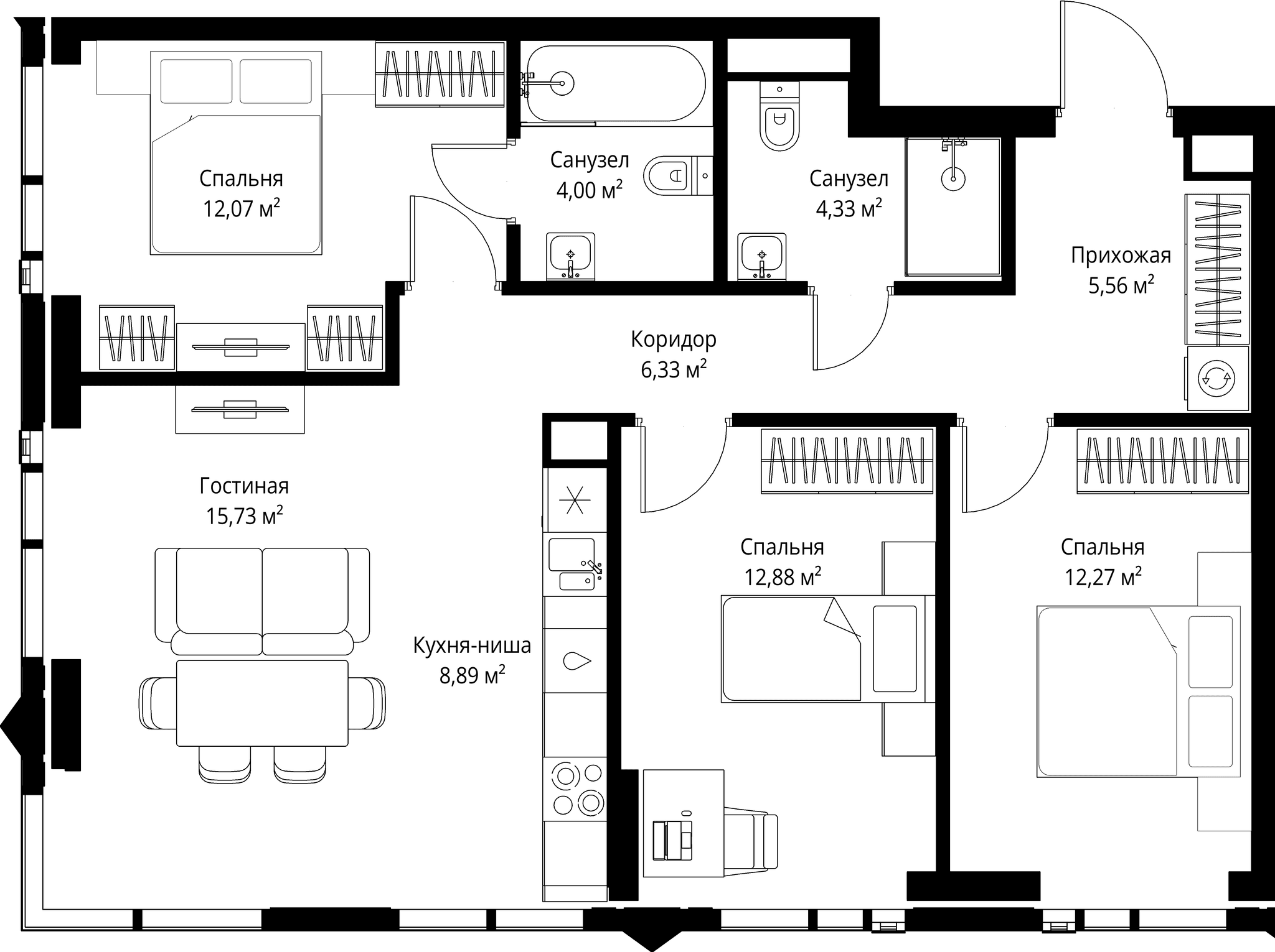 3-комн. Квартира 82.06 м², Москва, 3-й Силикатный проезд