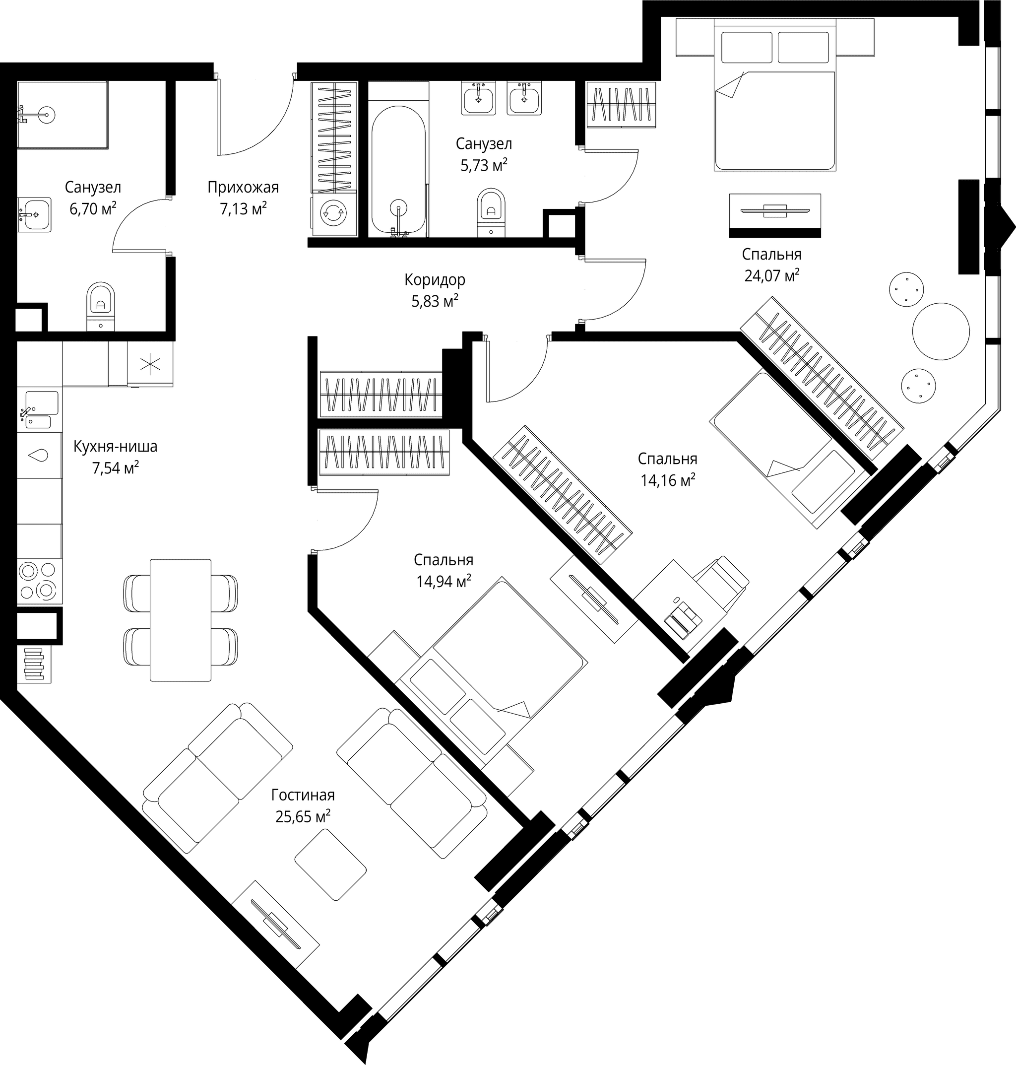 3-комн. Квартира 111.75 м², Москва, 3-й Силикатный проезд
