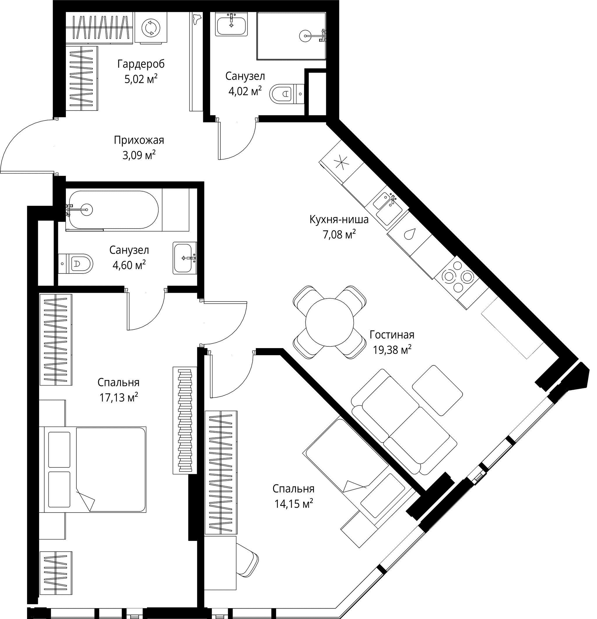 2-комн. Квартира 74.47 м², Москва, 3-й Силикатный проезд