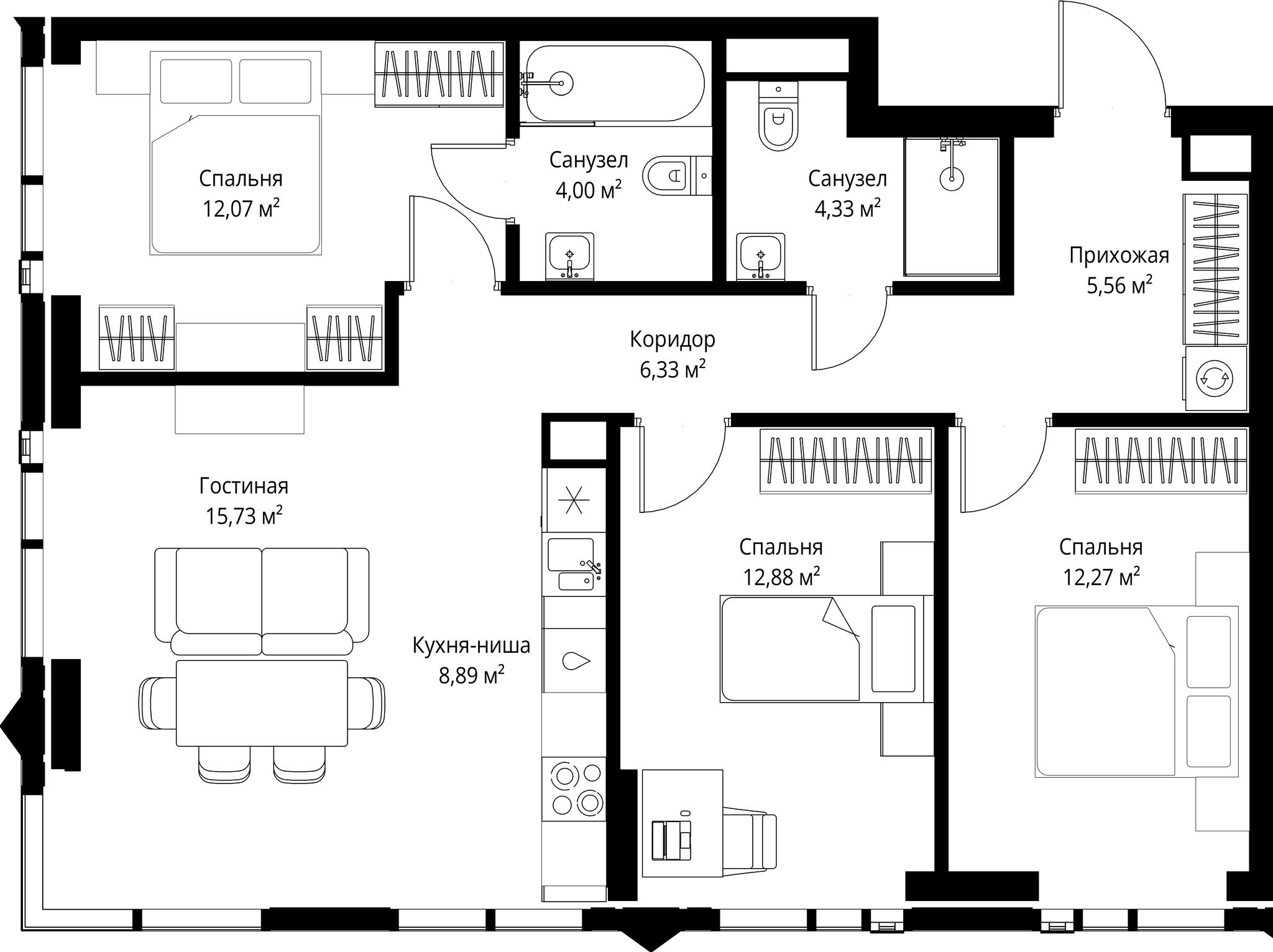 3-комн. Квартира 82.06 м², Москва, 3-й Силикатный проезд