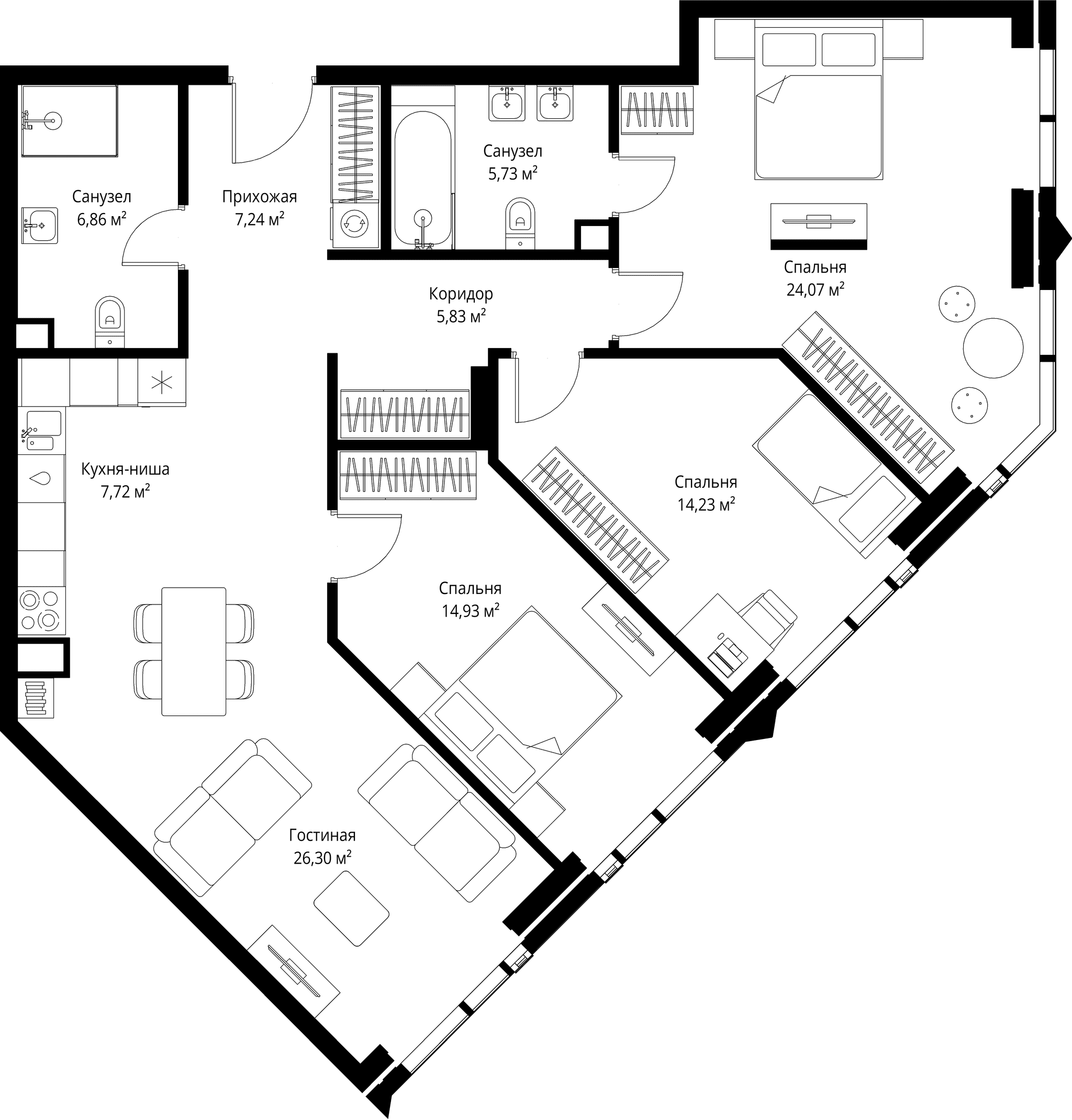 3-комн. Квартира 112.91 м², Москва, 3-й Силикатный проезд