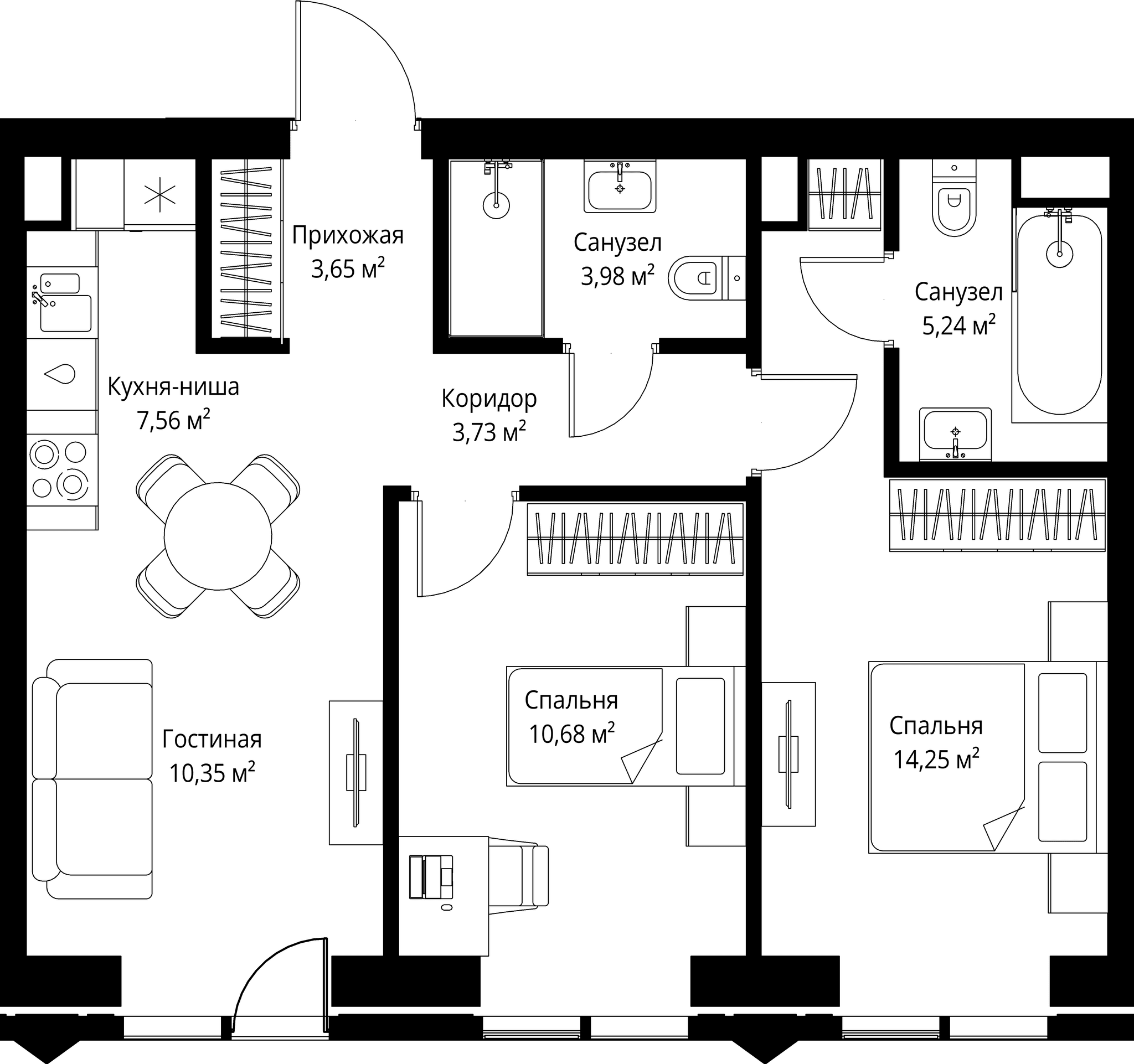 2-комн. Квартира 59.44 м², Москва, 3-й Силикатный проезд