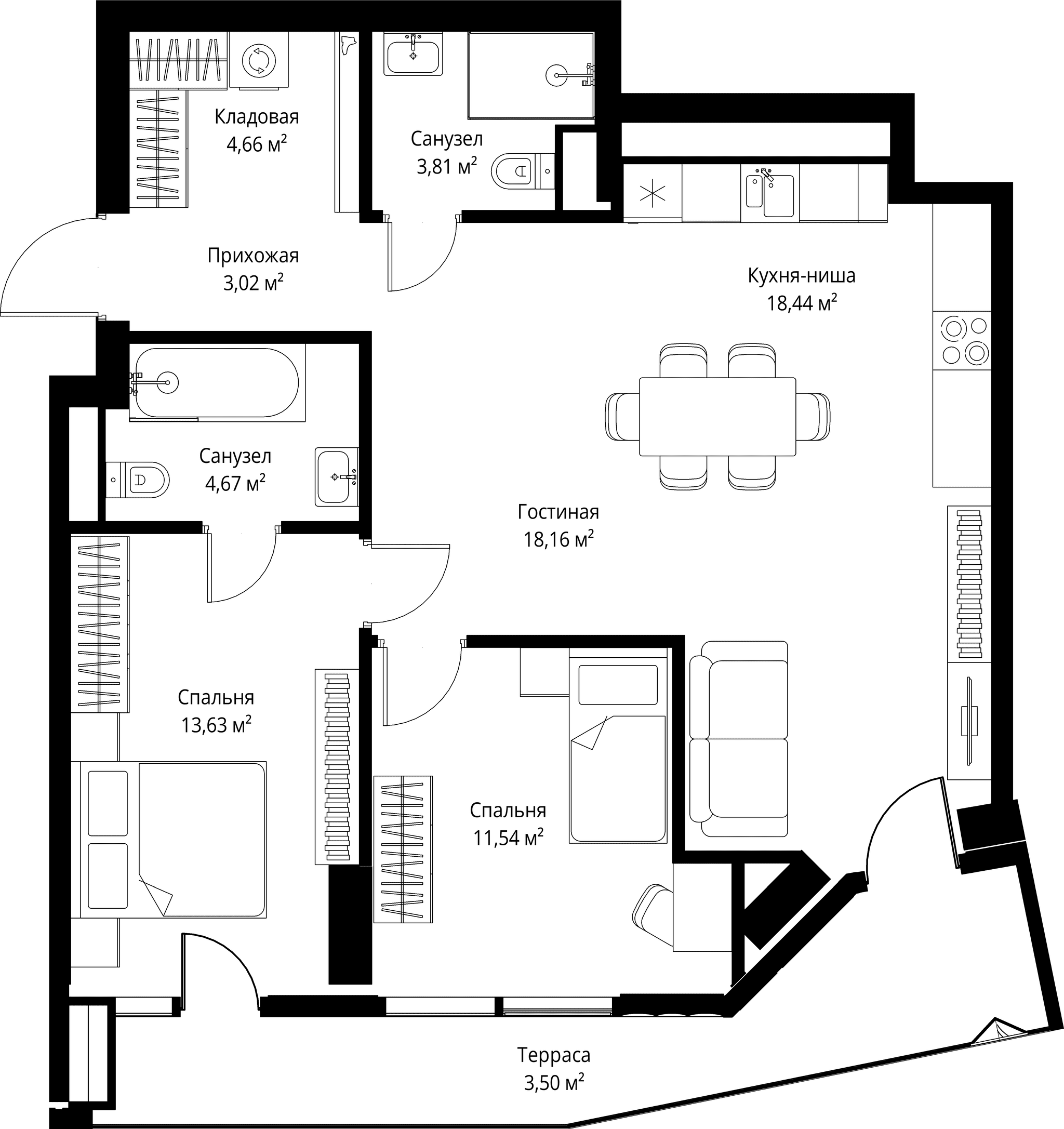 2-комн. Квартира 81.43 м², Москва, 3-й Силикатный проезд