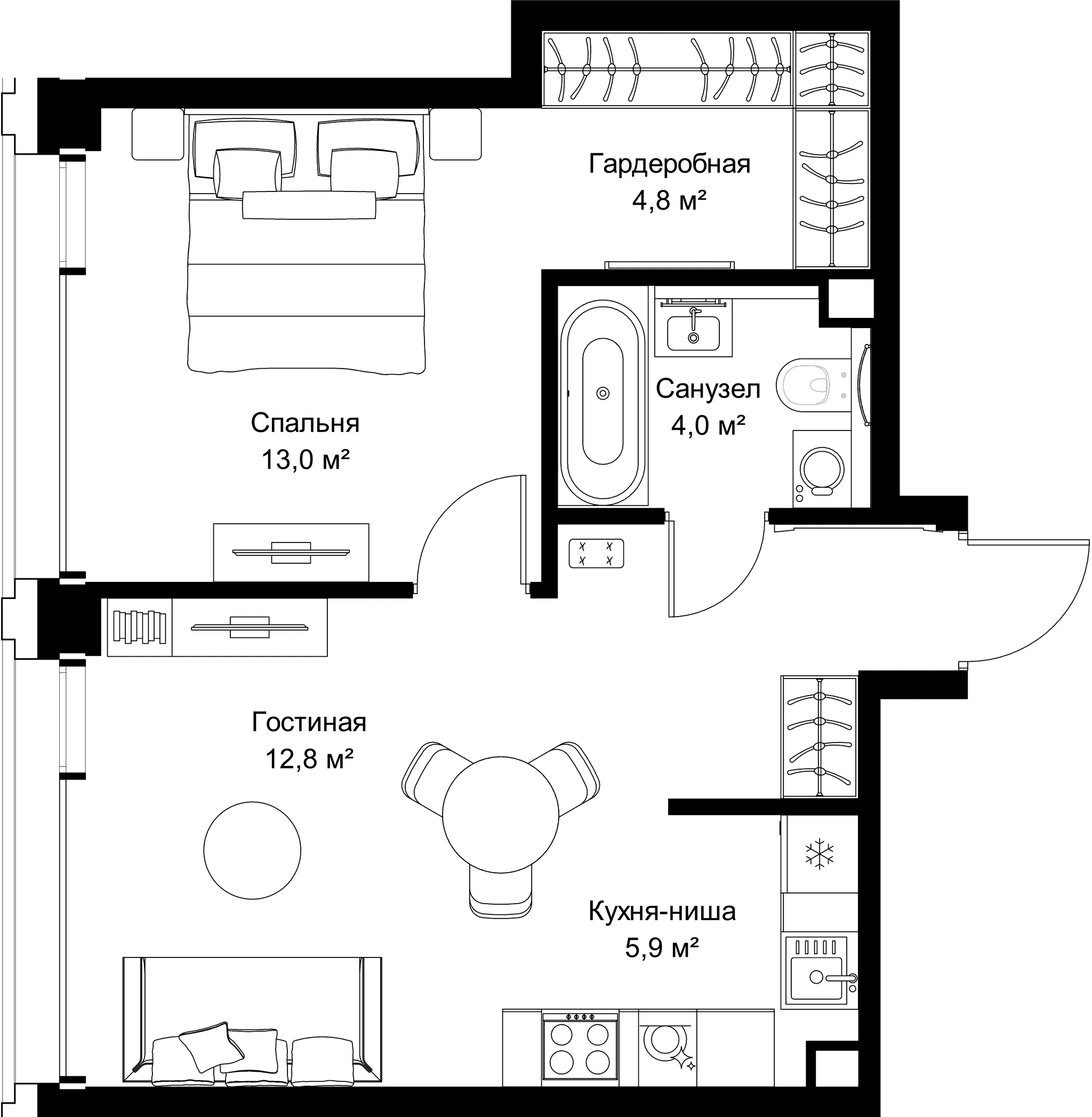 1-комн. Квартира 46.20 м², г. Москва, ул. Верейская