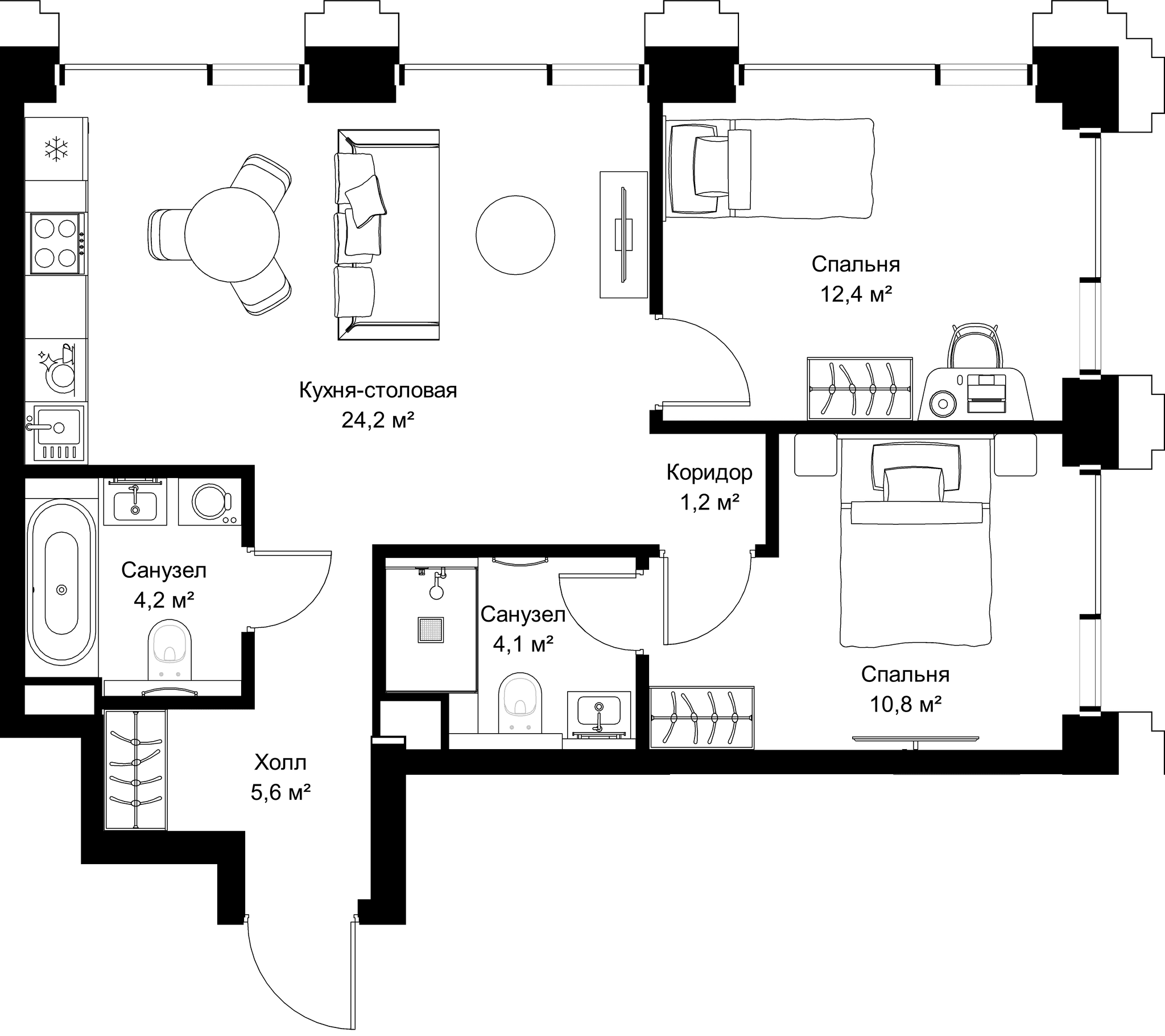 2-комн. Квартира 62.50 м², г. Москва, ул. Верейская