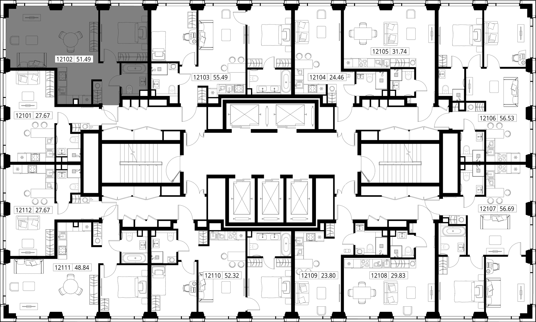 1-комн. Квартира 51.49 м², город Москва, ул. Верейская