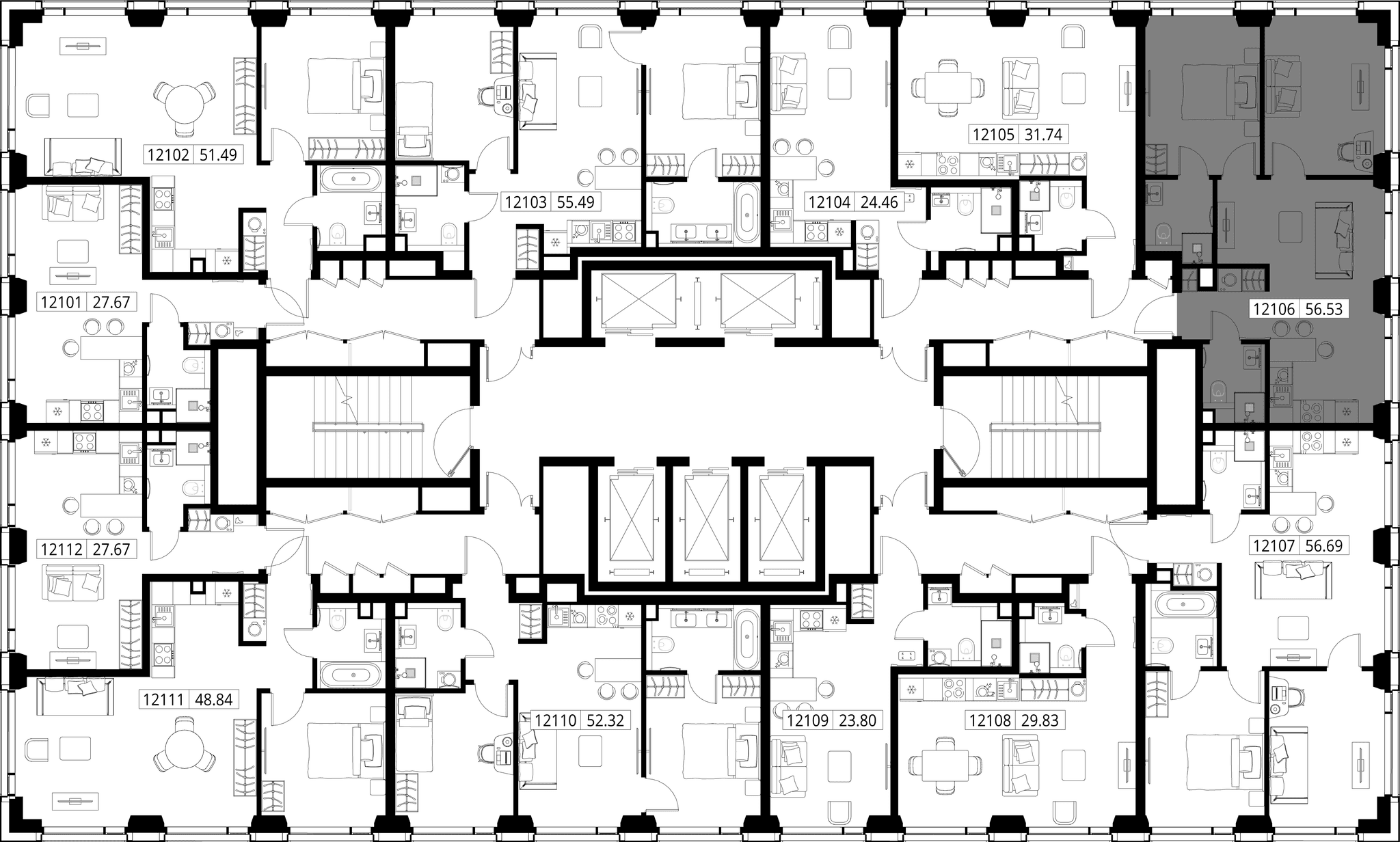 2-комн. Квартира 56.53 м², город Москва, ул. Верейская