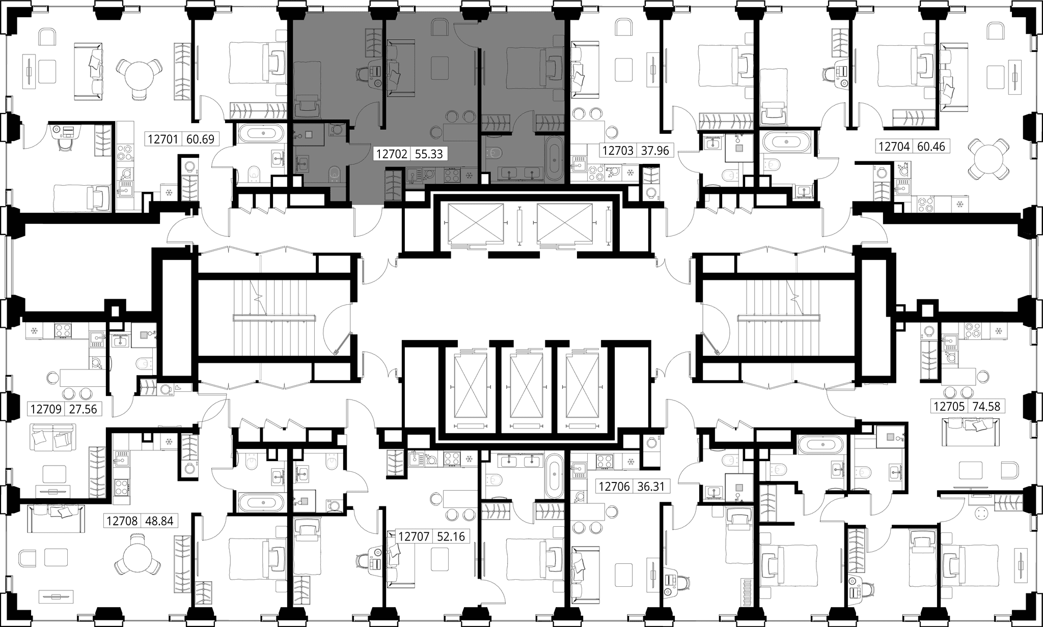 2-комн. Квартира 55.33 м², город Москва, ул. Верейская