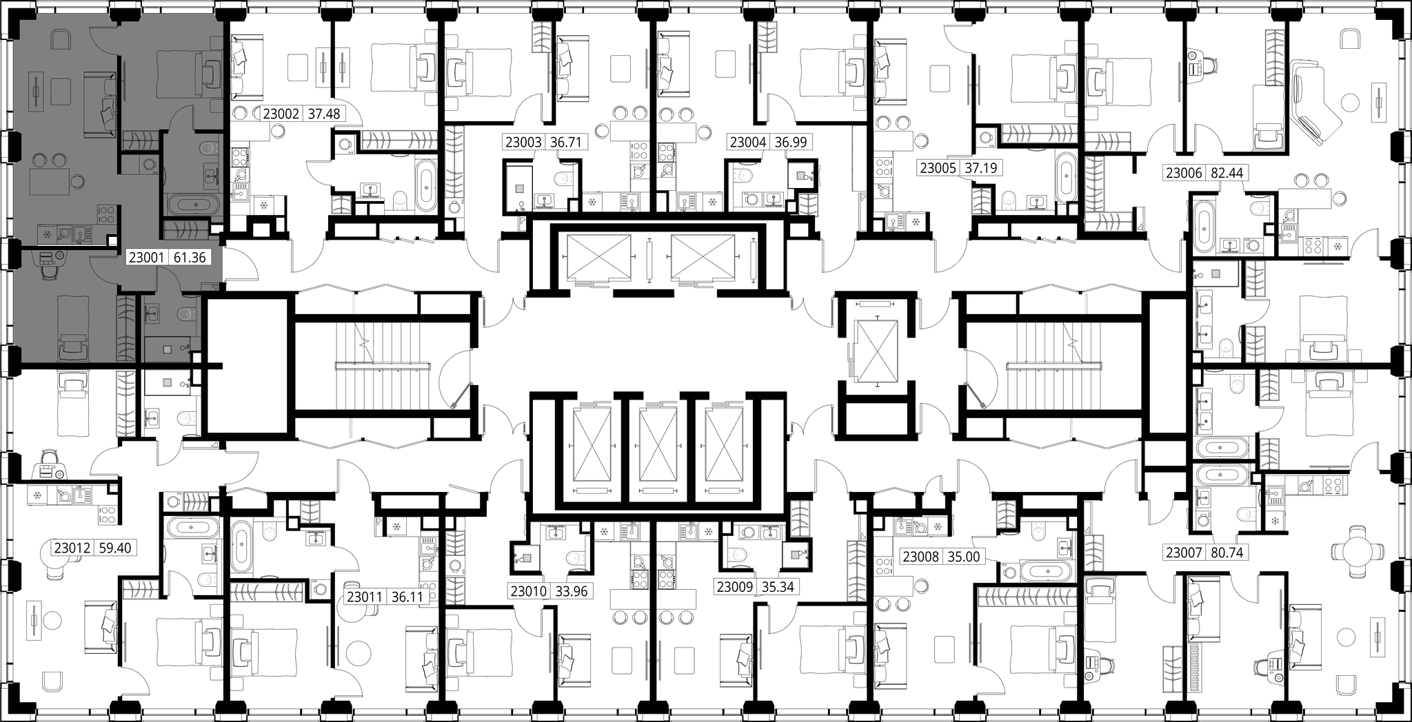 2-комн. Квартира 61.36 м², город Москва, ул. Верейская