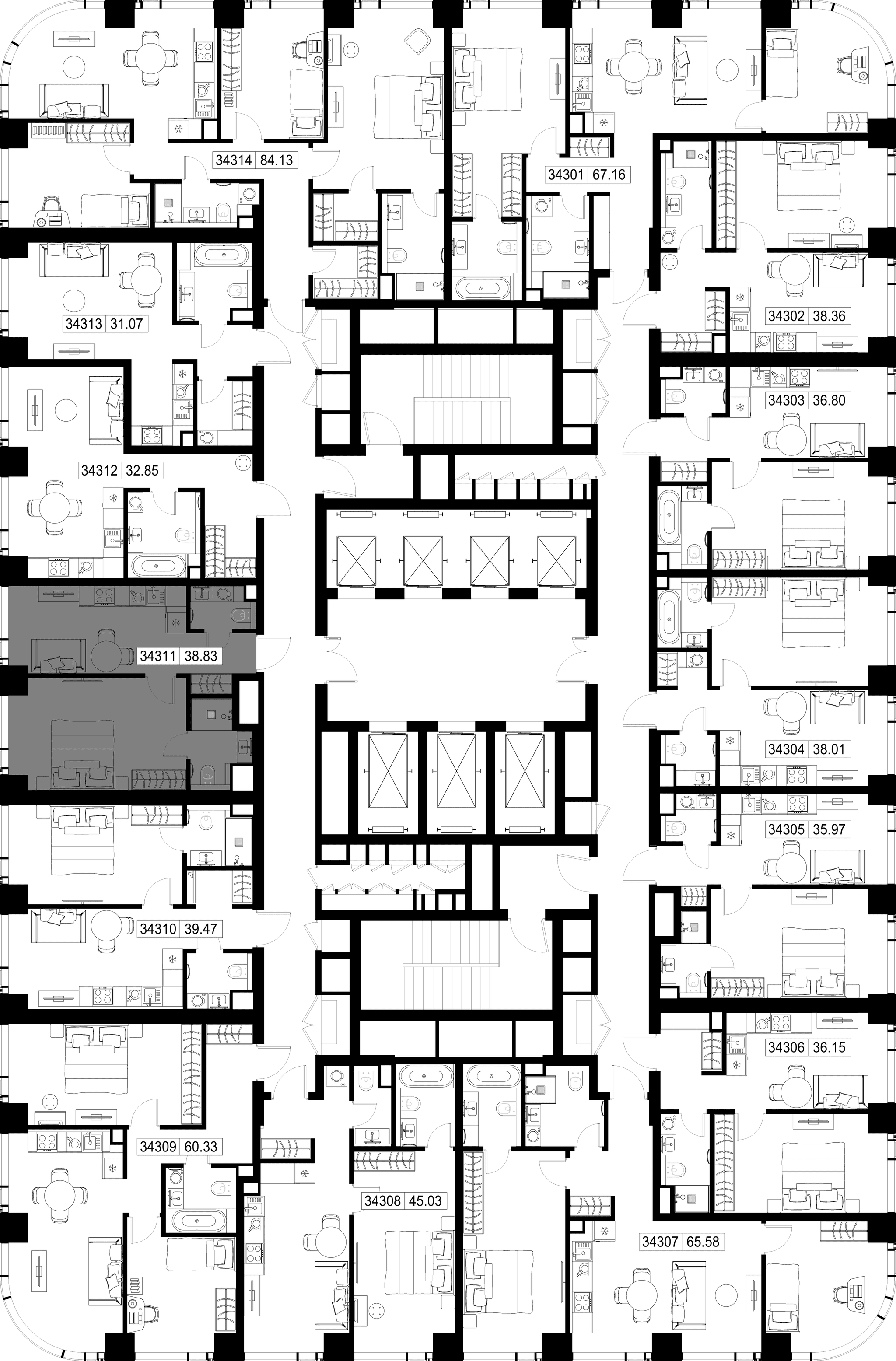 1-комн. Квартира 38.83 м², г Москва, Можайский р-н