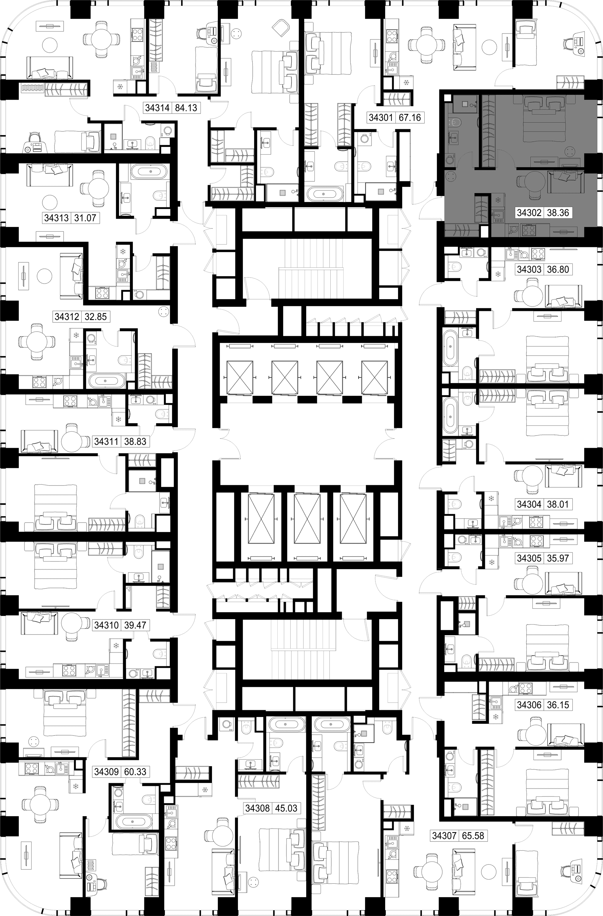 1-комн. Квартира 38.36 м², г Москва, Можайский р-н