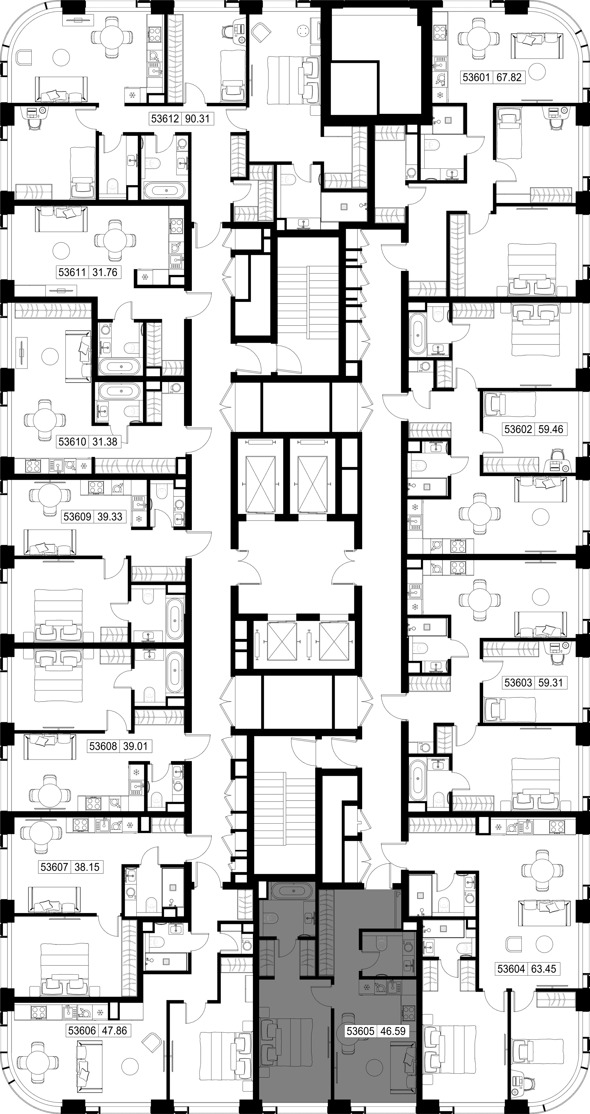 1-комн. Квартира 46.59 м², г Москва, Можайский р-н